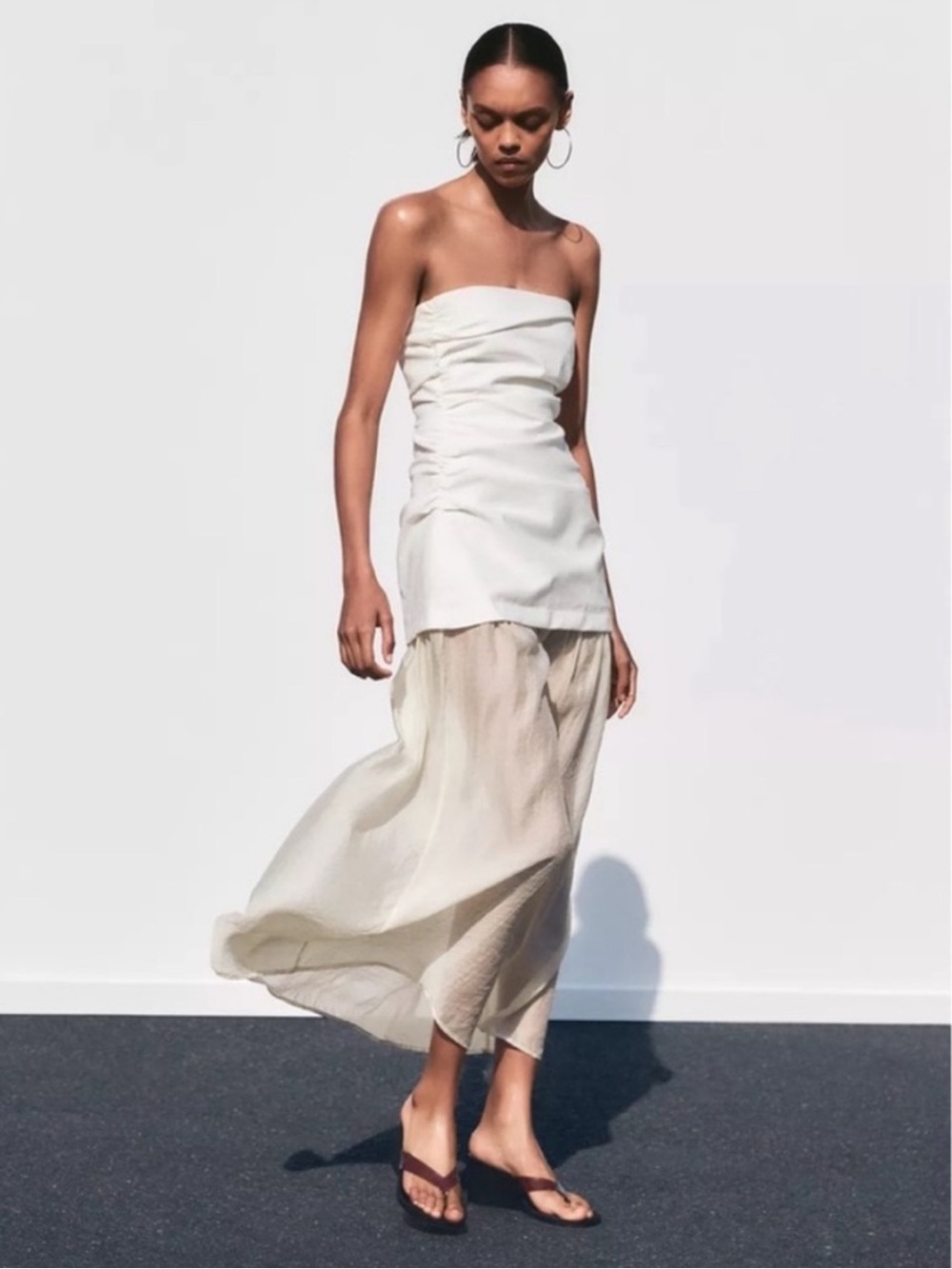 Zara Strapless Cream Maxi Dress